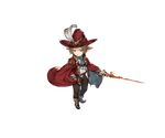  blue_eyes boots brown_hair capelet crying feathers full_body gloves granblue_fantasy harvin hat male_focus minaba_hideo official_art pointy_ears solo sword transparent_background vermeil weapon 