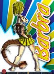  ankylosaur anthro anthrosaurs barbra_(raphael) cheerleader clothing colorful dilophosaurus dinosaur female hi_res miniskirt pom_poms predaguy skirt solo spikes spots theropod uniform 