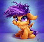  2016 ambiguous_gender cub equine feathered_wings feathers feral friendship_is_magic fur hair hooves mammal my_little_pony orange_feathers orange_fur pegasus purple_hair scootaloo_(mlp) solo tsitra360 wings young 