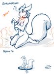  2016 anthro chest_tuft female feral fluffy fluffy_tail fur mammal monochrome mrs_nibbly_(twokinds) nude rodent simple_background sketch solo sound_effects squirrel surprise tom_fischbach transformation tuft twokinds webcomic white_background 