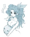  bikini bikini_top breasts cleavage food kara_(color) large_breasts monochrome popsicle ribbon rocbouquet_(saga) romancing_saga romancing_saga_2 saga solo swimsuit twintails 