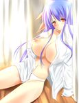  blue_hair breasts fct huge_breasts nipples open_clothes open_shirt panties rocbouquet_(saga) romancing_saga romancing_saga_2 saga shirt sitting solo underwear white_panties 