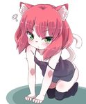  1girl cat female furry green_eyes off_shoulder pink_hair short_hair solo stocking yuuki_(yuyuki000) 