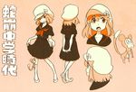  1girl character_sheet hat jakuzure_nonon kill_la_kill looking_at_viewer monochrome school_uniform short_hair smile sushio 