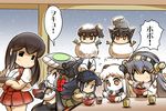  6+girls =_= akagi_(kantai_collection) arrow black_hair blank_eyes bodysuit bowl brown_eyes brown_hair cape character_print chopsticks closed_eyes collar comic commentary cup dango detached_sleeves eating expressionless flying_sweatdrops food green_tea grey_hair hair_ornament hair_ribbon hairband hairclip hakama haruna_(kantai_collection) hat headgear hisahiko holding holding_bowl holding_chopsticks holding_spoon horns i-class_destroyer japanese_clothes kaga_(kantai_collection) kantai_collection katsuragi_(kantai_collection) kotatsu long_hair long_sleeves md5_mismatch mochi multiple_girls nagato_(kantai_collection) nontraditional_miko northern_ocean_hime open_mouth orange_eyes ponytail red_hakama red_ribbon revision ribbon shinkaisei-kan shiruko_(food) short_sleeves side_ponytail sitting sleeves_rolled_up smile snow snowing snowman spoon steam table tasuki tea tentacles thighhighs translated tray veranda wagashi white_hair wide_sleeves wo-class_aircraft_carrier younger yunomi 