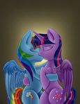  2016 andelai duo equine female friendship_is_magic horse kissing mammal my_little_pony pony rainbow_dash_(mlp) simple_background twilight_sparkle_(mlp) wings 