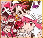 1girl female hat jakuzure_nonon kill_la_kill looking_at_viewer official_art pink_eyes pink_hair simple_background smile solo sushio 