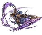  armor armored_boots aura axe back boots brown_hair chain crown dark_skin dark_skinned_male draph full_body gloves granblue_fantasy grey_eyes horns long_hair male_focus minaba_hideo official_art scar solo transparent_background weapon zaja 