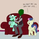  2016 animated anon anontheanon blue_eyes bonbon_(mlp) cutie_mark duo earth_pony english_text equine female feral friendship_is_magic fur green_fur group hair horn horse human lyra_heartstrings_(mlp) mammal multicolored_hair my_little_pony pony smile sofa text two_tone_hair unicorn 