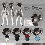  anthro caprine clothed clothing crossdressing english_text eyewear flaccid girly glasses goat horn male mammal model_sheet nude penis smile solo teil text 
