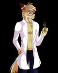  anthro canine clothing coyote eyewear glasses gratisaritor lab_coat male male_pregnancy mammal pants pregnant solo vial zerohym 