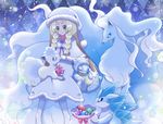  alolan_form alolan_ninetales alolan_sandshrew alolan_sandslash alolan_vulpix animal_ears bangs blonde_hair blunt_bangs boots bow braid capelet christmas claws closed_eyes closed_mouth collarbone dress fox fox_ears fox_tail fur_trim green_eyes hat kitsune lillie_(pokemon) long_hair maiko_(mimi) multiple_tails ninetales nose_bubble pantyhose pink_bow pokemon pokemon_(creature) pokemon_(game) pokemon_sm polka_dot polka_dot_bow pom_pom_(clothes) purple_ribbon ribbon sack sandshrew sandslash santa_boots see-through sleeping smile snow snowflakes snowing spikes standing tail twin_braids vulpix white_dress white_hat white_legwear 