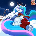  2016 anatomically_correct anatomically_correct_pussy animal_genitalia animal_pussy anus butt christmas cloud costume cutie_mark dimfann equine equine_pussy feathers female feral friendship_is_magic full_moon fur hair holidays horn looking_at_viewer looking_back mammal moon multicolored_hair my_little_pony outside princess_celestia_(mlp) purple_eyes pussy seductive sky snow solo star white_feathers white_fur winged_unicorn wings winter 