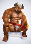  anthro balls bovine bulge cattle iceman1984 male mammal minotaur nipples penis solo 