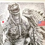  american_flag dinosaur flag godzilla godzilla_(series) japanese_flag kaiju_samurai kaijuu legendary_pictures monster no_humans shin_godzilla spikes tail toho_(film_company) 