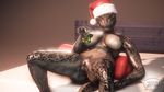  2016 3d_(artwork) anthro argonian big_butt black_scales breasts butt digital_media_(artwork) female hat holidays inviting jojje mistletoe nude plant presenting presenting_pussy pussy scales scalie source_filmmaker the_elder_scrolls video_games 