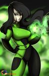  2016 big_breasts black_hair breasts cartoon_network clothed clothing crossover eyewear female green_eyes hair human humanoid kim_possible long_hair looking_at_viewer mammal not_furry rainbowscreen shego solo 