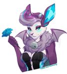  anthro bat clothed clothing female flower hair looking_at_viewer mammal open_mouth plant solo vexstacy wings 