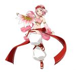  breasts cleavage detached_sleeves full_body hair_ornament headband lisbeth lisbeth_(sao-alo) looking_at_viewer navel official_art open_mouth pink_eyes pink_hair red_ribbon ribbon sandals see-through short_hair simple_background small_breasts solo sword_art_online sword_art_online:_code_register white_background 