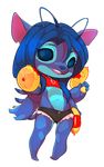  alien ambiguous_gender anthro chibi clothed clothing disney experiment_(species) girly gun handgun lilo_and_stitch open_mouth pistol ranged_weapon solo standing teil weapon 