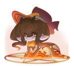  anthro chibi clothed clothing dragon female hat hybrid kneeling pentagram smile solo teil 