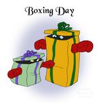  2016 ambiguous_gender blue_eyes bow box boxing_day boxing_gloves cybercorn_entropic gift holidays humor pun unknown_species yellow_eyes 