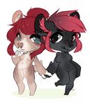  anthro canine chibi duo facial_piercing female female/female fur hair hand_holding looking_at_viewer mammal nose_piercing nude piercing slightly_chubby teil 