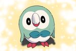 beak bird bright_pupils closed_mouth gen_7_pokemon highres leaf looking_at_viewer no_humans owl pokemon pokemon_(creature) rowlet shadow shiny_pokemon shocchi solo wings 