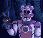  2016 animatronic bear five_nights_at_freddy&#039;s funtime_freddy_(fnafsl) glowing glowing_eyes lagomorph machine mammal puppet_bonnie_(fnafsl) rabbit robot video_games 
