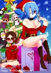  bare_shoulders blue_hair breasts christmas cleavage eyepatch female large_breasts skullgirls valentine_(skullgirls) 