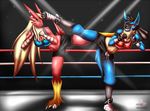  avian blaziken boxing canine fight karate lucario mammal neonyx nintendo pok&eacute;mon practice ring sport video_games 