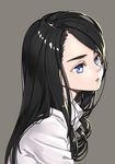  black_hair blue_eyes grey_background long_hair nyatabe original simple_background solo upper_body 