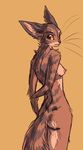  anthro bare_back breasts butt cat colored_sketch feline female mammal nipples simple_background solo tan_background zenirix 