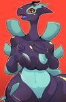  2016 4_fingers anthro anthrofied areola big_breasts blue_areola blue_nipples blue_skin blue_tongue blush breast_fondling breast_squish breasts dark_skin female fondling hand_on_breast legendary_pok&eacute;mon looking_at_viewer lugia navel nintendo nipples nude open_mouth pok&eacute;mon pok&eacute;morph pussy red_background red_sclera shadow_lugia shadow_pok&eacute;mon simple_background snappygrey solo standing tongue video_games white_eyes wide_hips 
