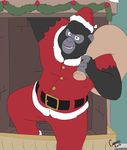  2016 anthro ape big_daddy christmas fur gorilla hat holidays lilbocreeps looking_at_viewer male mammal muscular primate santa_hat sing_(movie) smile solo 