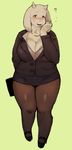  2016 ? anthro big_breasts blush boss_monster breasts caprine cleavage clothed clothing dress_shirt female footwear goat hand_behind_back high_heels horn jewelry legwear mammal necklace open_mouth red_eyes ricosye shirt shoes simple_background skirt solo standing stockings suit sweat toriel undertale video_games 