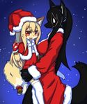  artist_request black_shadow fox furry open_mouth red_eyes santa_costume 