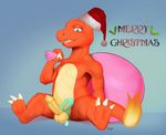  armpits balls charmeleon christmas cute_fangs english_text erection flaming_tail hat holidays humanoid_penis long_foreskin male nintendo nude open_mouth penis penis_ribbon pinup pok&eacute;mon pose reclining ribbons santa_hat scalie semi-anthro seyrmo sitting smile solo spread_legs spreading text uncut video_games 