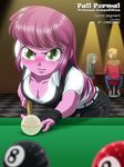  1boy 2girls angry big_macintosh billiards blush cheerilee cleavage green_eyes marble_pie multiple_girls my_little_pony my_little_pony_equestria_girls my_little_pony_friendship_is_magic personification pink_hair pink_skin tagme uotapo 