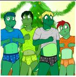  alligator brothers building christmas clothing crocodilian father fuze holidays parent reptile scalie sibling son star stripes swirls tree triangle underwear 