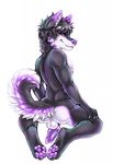  2016 animal_genitalia animal_penis anthro backsack balls black_fur black_hair butt canine canine_penis dog from_behind_position fur hair husky iceblizzard knot male mammal nude pawpads penis presenting pringle_(character) purple_eyes purple_fur purple_pawpads purple_penis raised_tail sex simple_background solo toes white_background white_balls white_fur 