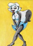  anthro breasts clothed clothing eyeshadow female fureverick_(artist) lipstick makeup mammal miz_ma&#039;m&#039;selle_hepzibah pogo skirt skunk topless 