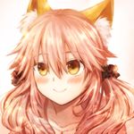  amano-sora animal_ears blush collarbone fate/extra fate/extra_ccc fate_(series) fox_ears jewelry light_smile looking_up necklace pink_hair solo tamamo_(fate)_(all) tamamo_no_mae_(fate) twintails yellow_eyes 