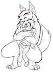  blush breasts canine claws clothing duo eyes_closed female hug human kl0ndike larger_female male mammal size_difference smaller_male toe_claws were werewolf 