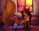  anthro breasts brown_fur brown_hair detailed_background female fluffy fluffy_tail fur hair long_hair mammal navel nipples rodent solo squirrel wide_hips zenirix 