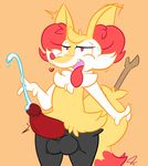  &lt;3 anthro balls braixen canine cum cumshot ejaculation erection fox fur inner_ear_fluff looking_pleasured male mammal nintendo open_mouth orgasm penis pok&eacute;mon psyredtails simple_background smile solo tongue tongue_out video_games 