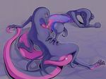  blush cunnilingus female female/female feral flat_chested glacialcranberry nintendo nude oral pok&eacute;mon pussy reptile salazzle scalie semi-anthro sex simple_background smile tongue vaginal video_games 