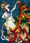  2016 anthro asian blue_eyes christmas christmas_tree clothed clothing crown dragon duo eastern eastern_dragon female fur furred_dragon holidays horn korbl_fuchs male psi-grah tinsel tree whiskers 