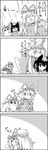  &gt;_&lt; 4koma bow chen choker closed_eyes comic commentary_request dress greyscale hair_bow hat hat_bow highres hug long_hair mob_cap monochrome multiple_girls multiple_tails patting short_hair smile tail tani_takeshi touhou translated yakumo_ran yakumo_yukari yukkuri_shiteitte_ne 