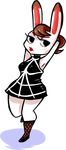  2016 alpha_channel animal_crossing anthro armpits clothed clothing eyeshadow female hands_behind_head inkyfrog lagomorph lipstick makeup mammal nintendo rabbit raised_leg simple_background solo tiffany_(animal_crossing) transparent_background video_games 